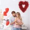 Valentine's Day Heart-Shaped Wreath Wedding Party Anniversary Wall Decor Gift Girlfriend Mother's Day Red Heart Wreath with Tinsel Red Balls Decorations for Front Door